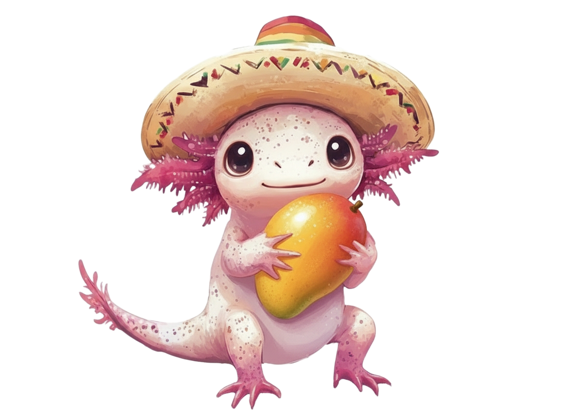 Lito the axolotl waiting for mangoes